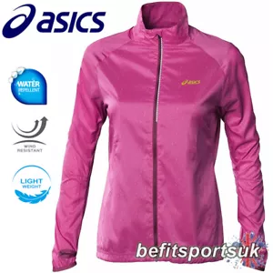 WOMENS WATER REPELLENT JACKET ASICS WIND LADIES RUNNING FULL ZIP POCKETS JACKET - Picture 1 of 1