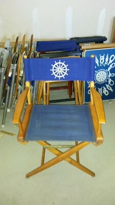 Cadeiras marinhas/barco 5 diretores por telescópio quadros de madeira década de 1970 estoque novo/antigo - Imagem 1 de 4