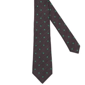 KITON Dark Blue-Green Medallion Seven Fold Silk Tie NEW - Picture 1 of 5