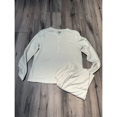 Conjunto de pijama para mujer L.L.Bean M Reg crema manga larga y pantalones 100 % poliéster o HMW Foto 1 de 4