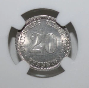 S11 - Germany 20 Pfennig 1876-D NGC MS-63 Brilliant Uncirculated Silver Coin - Picture 1 of 4