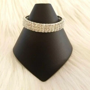 Elegant Rhinestone Silver Stretch Bracelet Hollywood Glam Old Money Formal 2109 - Picture 1 of 6