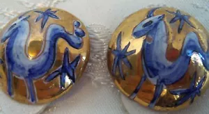Two Dragon Mythical creature hand painted Dress Fur Clip Brooch AA Signed VTG - Picture 1 of 10