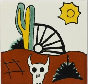Hand Painted Talavera Vintage Ceramic Tile Mexican Rare Majolica Original 4x4" - Picture 1 of 2