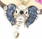 Betsey Johnson Necklace Elephant Gold Blue White Enamel Crystals Africa