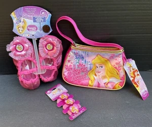 Disney Princess Aurora Girls Purse, Sparkle Ballet Slippers Sz 9, Hair Ponies - Picture 1 of 10
