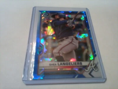 2021 Bowman Chrome SAPPHIRE 💎 SHEA LANGELIERS Atlanta Braves - Image 1 of 3