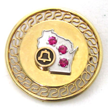 Vintage Wisconsin Bell Telephone 30 Yr. Service Lapel Pin 12k GF With 3 Rubies