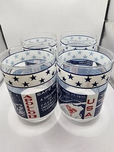 Set of 4 (USA) Apollo 13 4" Glass Set-"Safe Return"- April 17, 1970- Lovell NASA - Picture 1 of 3