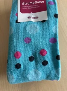 Lustige Strumpfhose gepunktet getupft türkis pink Gr.152-164 *NEU mit Etikett* - Bild 1 von 6