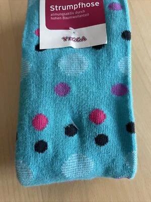 Lustige Strumpfhose gepunktet getupft türkis pink Gr.152-164 *NEU mit Etikett* - Bild 1 von 4