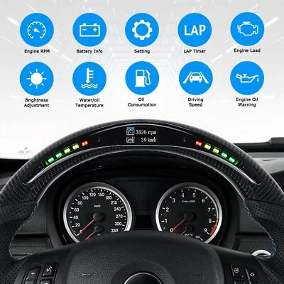 LED Carbon Fiber Steering Wheel For BMW M3 E88 E90 E91 E92 E93 2005-2012 - Image 1 of 4