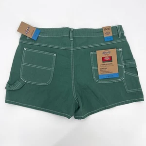 NEW Dickies Shorts Womens Juniors 15 Green Pockets High Rise Short Carpenter - Picture 1 of 11
