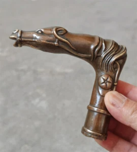 Antiguo Zodiaco Victoriano Gran Bronce Animal Bestia Cabeza Bastón Mango - Imagen 1 de 8