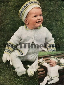 Knitting Pattern Baby/Toddler Fair Isle Coat/Leggings/Beret/Mittens. DK Yarn - Picture 1 of 1
