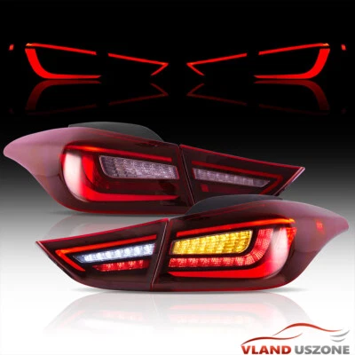 2Pcs LED Tail Light Sequential Turn Signal Brake Light For Hyundai Elantra 11-15 - Image 1 of 4