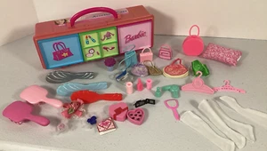Vtg Barbie Accessory Case Mattel No 12215 & Accessories Purse Brush Hanger Lot - Picture 1 of 24
