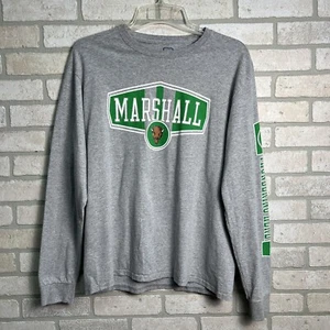 T-shirt uomo Marshall Thundering Herd lunga slv taglia large manica grigia spellout - Foto 1 di 8