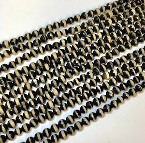 Gorgeous 6mm Faceted Black stripe Agate gemstone beads  - Picture 1 of 2