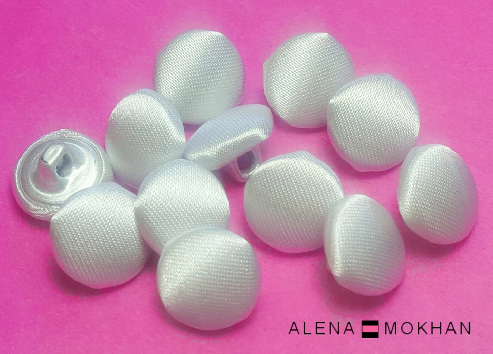 144ps 18L White Ivory Wedding Bridal Satin Covered Buttons Metal Shank 7/16"  - Image 1 of 1