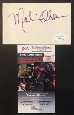 Merlin Olsen SIGNED 3X5 INDEX CARD LOS ANGELES RAMS HOF JSA CERTIFIED AUTOGRAPH! - Image 1 of 4