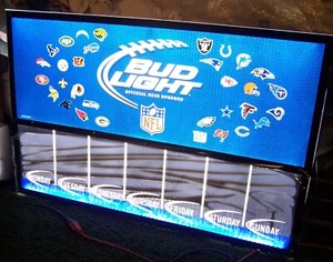HUGE BUD LIGHT BEER NFL FOOTBALL DRY ERASE DRINK MENU SPECIALS LIGHT UP SIGN - Picture 1 of 8