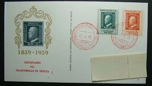 1959 Italia Sobre Primer Día Sello De Sicilia Enviado - Imagen 1 de 2