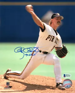 DOUG DRABEK SIGNED 8x10 PHOTO + 90 NL CY PITTSBURGH PIRATES LEGEND BECKETT BAS - Picture 1 of 2
