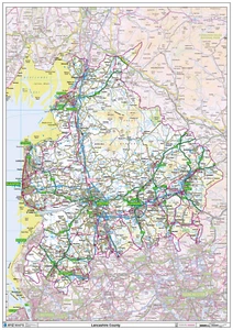 Lancashire Ceremonial County Map - County Map of Lancashire - Picture 1 of 5