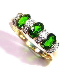 Ring 585 Gold 0.60ct. Chromdiopside 0.10 ct Diamanten Kleine Gr 48  änderb 3,5 g - Bild 1 von 9