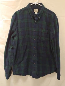 Vintage LL Bean Herren Flanellhemd Large grün blau kariert Langarm Baumwolle Knopf - Bild 1 von 5