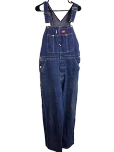 Dickies Dungarees Adult 36x32 Blue Overalls Bib Denim Workwear Carpenter Men - Picture 1 of 11