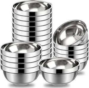 20 Pcs Stainless Steel Bowls Set 17 oz Double Walled Insulated Metal Bowl - Picture 1 of 7