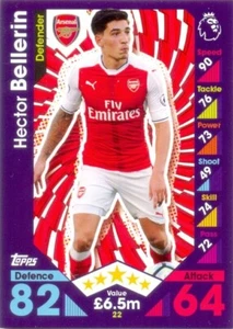 2016/2017 Topps Match Attax Card 22 Hector Bellerin - Arsenal - Foto 1 di 1