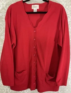 JENNY Women’s Cardigan Sweater Size L/XL Red Cotton Blend Long Slvs Essentials - Picture 1 of 10