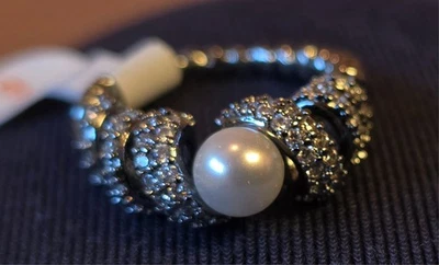 Anillo Bomb Party June RG13307 'Swirling Magic' Cerámica Perla Sobre Hematita Talla 6 Foto 1 de 3