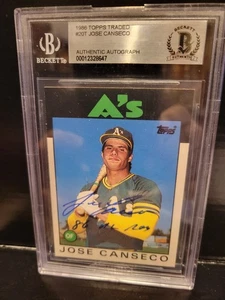 José Canseco 1986 Topps negociado #20T novato radiocontrol con 86 ROY firmado BGS autenticado - Imagen 1 de 2