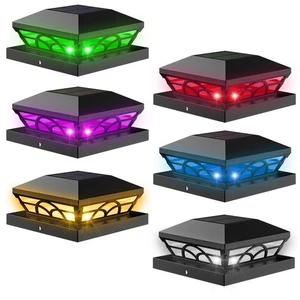 Solar Post Cap Lights 6 Pack – Outdoor Waterproof RGB Color Changing Light fo... - Foto 1 di 8