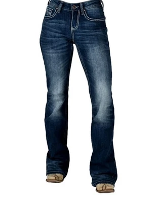 Cowgirl Tuff Western Jeans Womens Peacekeeper 31 Reg Dark Wash JPCKPR - Image 1 of 4