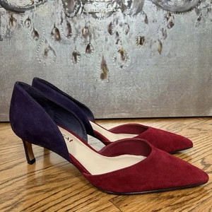 Via Spiga Ava D'Orsay spitz zulaufende Wildleder-Heels mit Farbblock Größe 7,5 - Bild 1 von 13