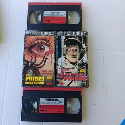 Abominable Dr. Phibes 1971 / Rises Again 1972 VHS Tested Vincent Price Horror - Image 1 of 4