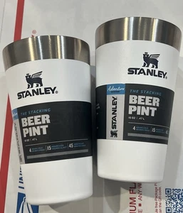 Stanley The Stacking Beer Pint 16 oz bianco nuovo set di 2 senza BPA - Foto 1 di 3