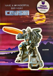 Have a wonderful Birthday Cousin Grußkarte & Abzeichen, Transformers Thema, Neu - Bild 1 von 1