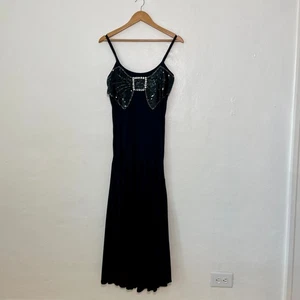 Vintage Ann Green – Black Sequin Bow Embellished Formal Maxi Dress Size M - Picture 1 of 11