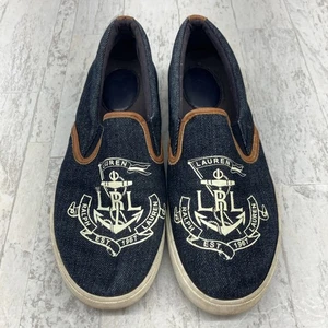 Lauren Ralph Lauren LRL Ricci Slip On Denim Shoes Womens 8.5B Logo Nautical - Picture 1 of 7