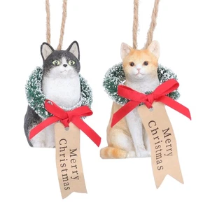Cat Christmas Tree Decorations Gisela Graham Cat Lovers Xmas Gift Black Ginger 2 - Picture 1 of 1