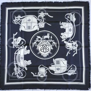 HERMES Scarf Carré 80 "EX-LIBRIS" with fringe, Beautiful, storage box From Japa - Picture 1 of 10