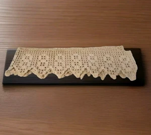 Vintage Hand Crocheted STRIPS - Beige BOHO Shabby Chic Crafts LARGE 90" x 8" - Picture 1 of 6