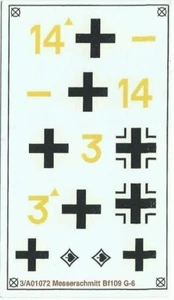 MESSERSCHMITT BF 109G-6 109 G 1/72 DECALS DA KIT AIRFIX - 94x56mm - Foto 1 di 1