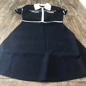 Sandro Two Tone Knit Dress Size 38 in Ecru/Marine - Picture 1 of 3